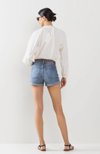 Load image into Gallery viewer, Classic High Rise Jean Shorts Rolled Cuff