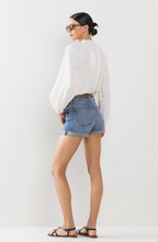 Load image into Gallery viewer, Classic High Rise Jean Shorts Rolled Cuff