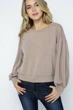 Load image into Gallery viewer, Lantern Sleeve French Terry Pullover-Poppy Street