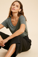 Load image into Gallery viewer, Super Soft V-Neck T Green-Poppy Street