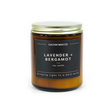 Load image into Gallery viewer, Lavender + Bergamot Amber Candle Jar-Poppy Street