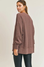 Load image into Gallery viewer, Waffle Knit Long Sleeve Top Sangria-Poppy Street
