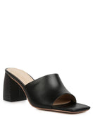 Audriana Leather Block Slides - Poppy Street
