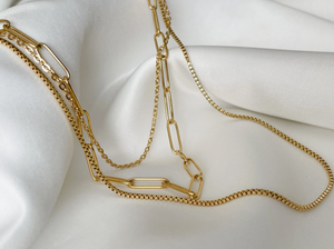 Triple Strand Gold Chain Waterproof Necklace