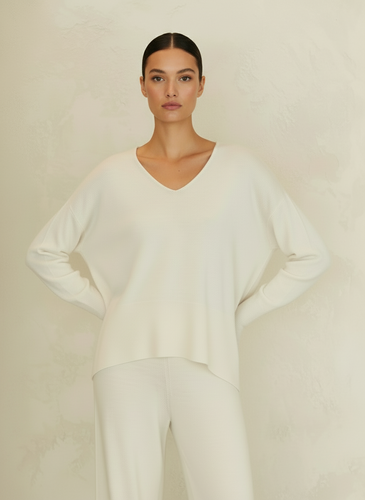 Cashmere Mix V-Neck Knit Sweater