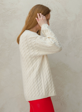 Load image into Gallery viewer, Cashmere Mix Braided Crew Neck Sweater