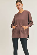 Waffled Long-Sleeve Top-Poppy Street