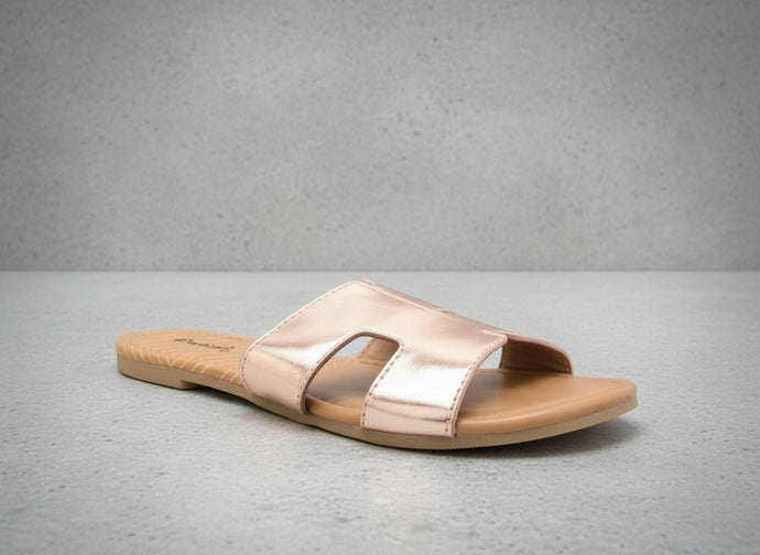 Archer Rose Gold Slides-Poppy Street