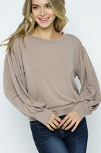 Load image into Gallery viewer, Lantern Sleeve French Terry Pullover-Poppy Street