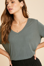 Load image into Gallery viewer, Super Soft V-Neck T Green-Poppy Street