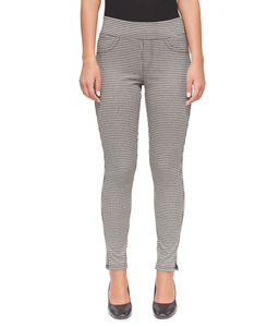 Anna Mid-Rise Pull On Skinny Ankle Pants Jacquard Houndstooth-Poppy Street