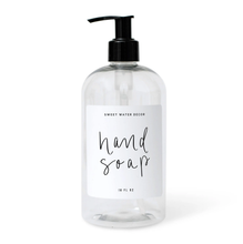 Load image into Gallery viewer, 16oz Clear Plastic Hand Soap Dispenser - Cursive White Label-Poppy Street