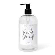 Load image into Gallery viewer, 16oz Clear Plastic Dish Soap Dispenser - Cursive White Label-Poppy Street