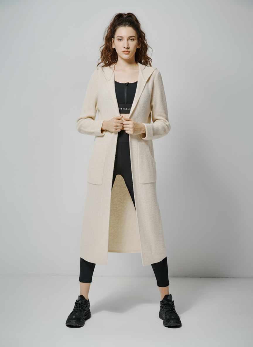 Vertical Long Wool Hoodie Sweater-Poppy Street