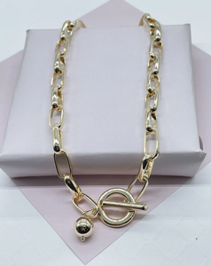 18K Gold Chunky Paperclip Necklace and Bracelet