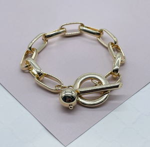 18K Gold Chunky Paperclip Necklace and Bracelet