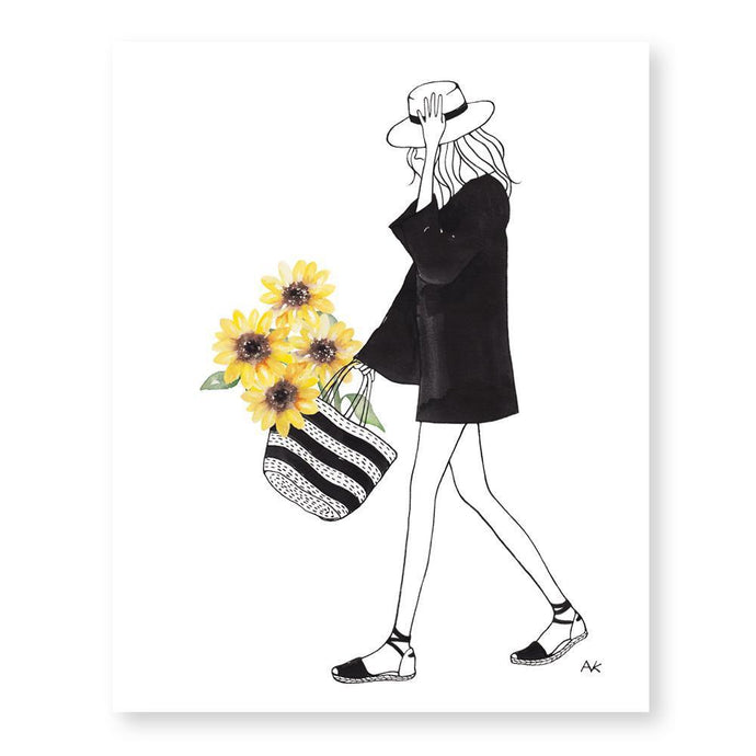 Sunflower Girl Art Print-Poppy Street